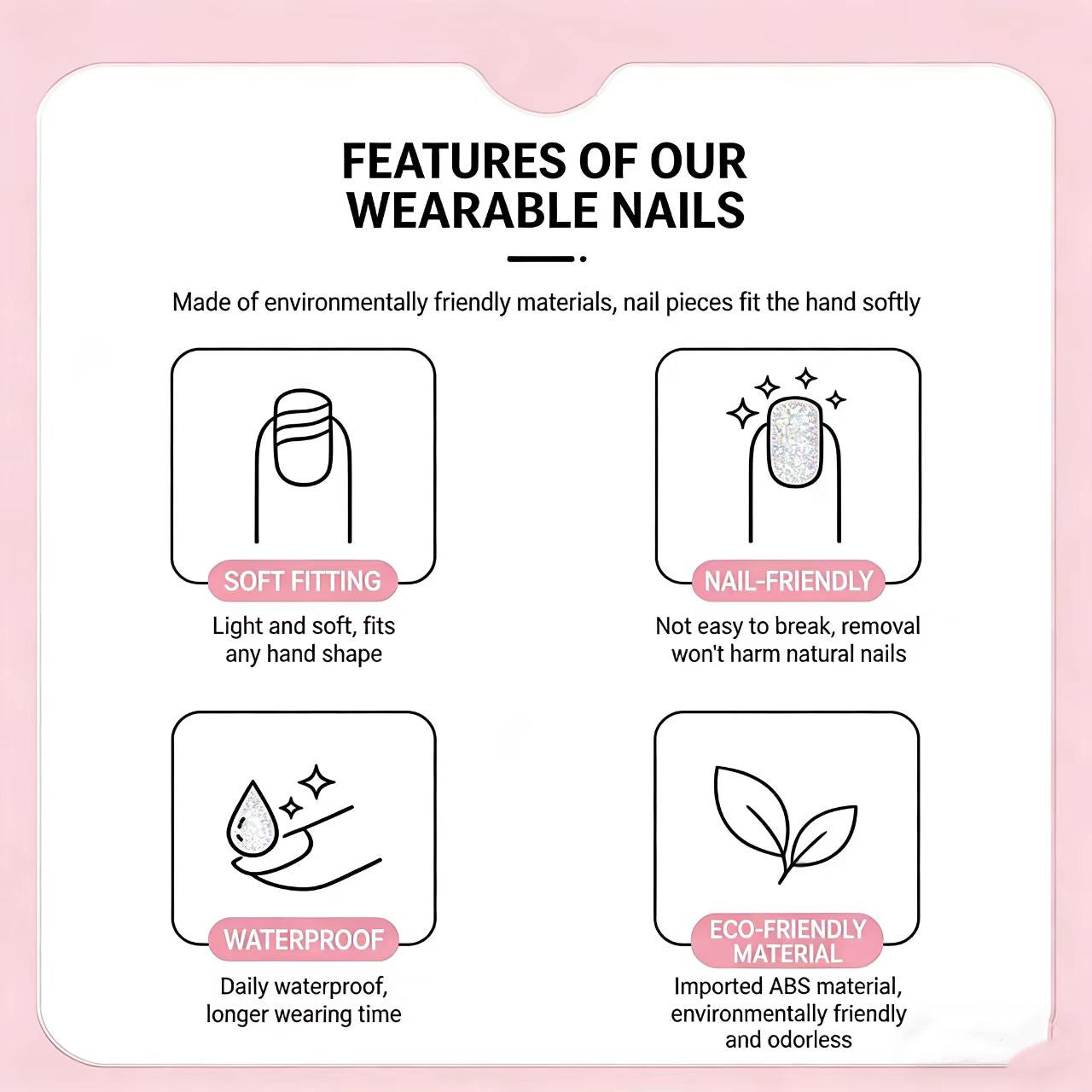 Pink Glass Bead Cat Eye Press On Nails